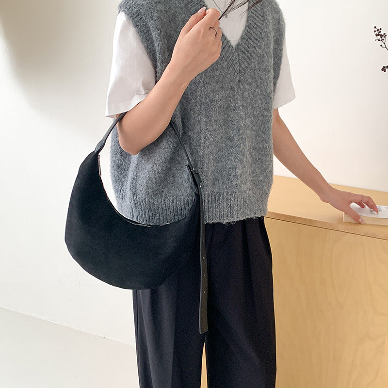 Wholesale Suede hand-held dumpling bag suede under armpit bag